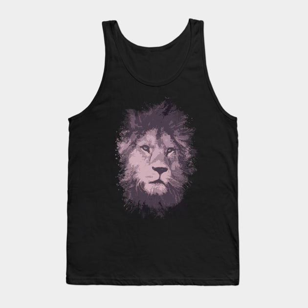 Save the LIONS Abstract Purple Surreal Lion Head Portrait for Animal Lovers Tank Top by Naumovski